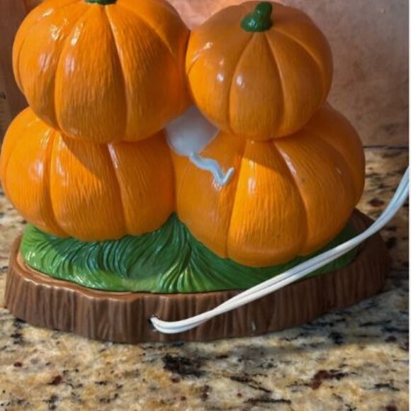 Vintage Ceramic Light Jack-O-Lanterns Mouse Witch Hat Pumpkin - Picture 2 of 5